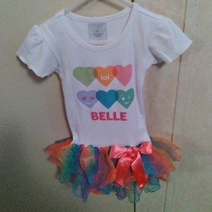 "Belle" Girls Shirt (3T)with Attached Rainbow Tutu